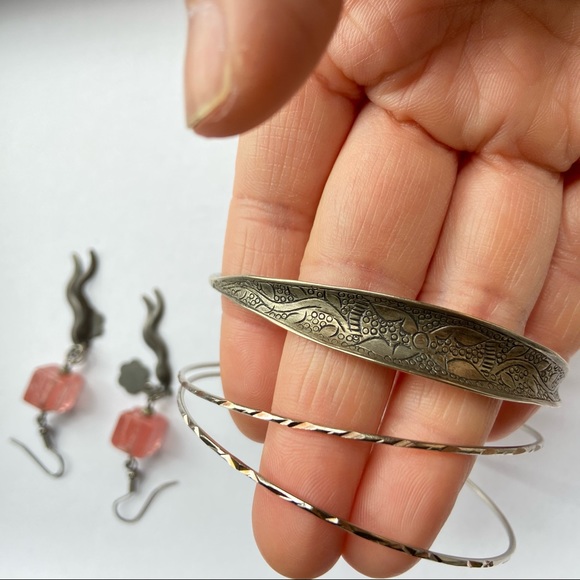Earrings and bangles and rose quartz earrings - Picture 1 of 3